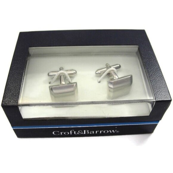 Croft & Barrow Cufflinks Silver Tone Wedding Tux Vintage IOB - Picture 6 of 16